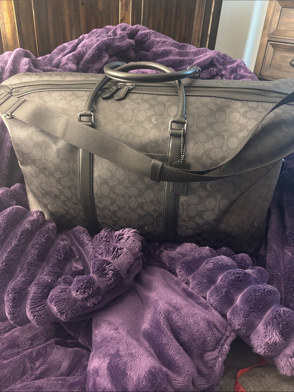 Coach Men's Black Signature Duffel Bag
